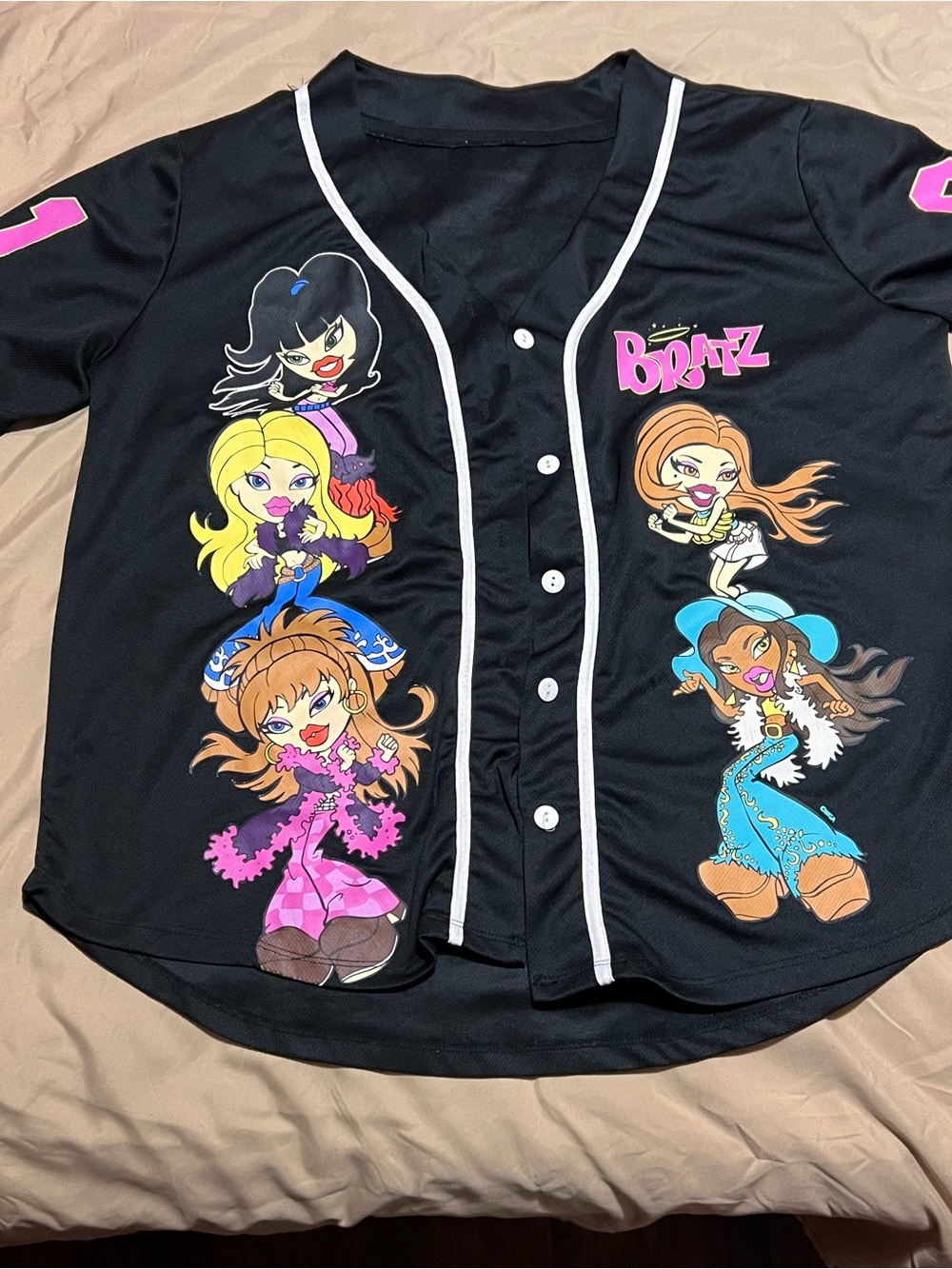 Bratz Black Graphic Baseball Jersey Top